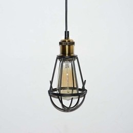 مصباح LOFT مصباح معلق عتيق من Edison Light أسود من الحديد المعدني مع عاكس ضوء على شكل مستودع للإضاءة