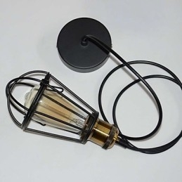 مصباح LOFT مصباح معلق عتيق من Edison Light أسود من الحديد المعدني مع عاكس ضوء على شكل مستودع للإضاءة