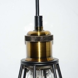 مصباح LOFT مصباح معلق عتيق من Edison Light أسود من الحديد المعدني مع عاكس ضوء على شكل مستودع للإضاءة