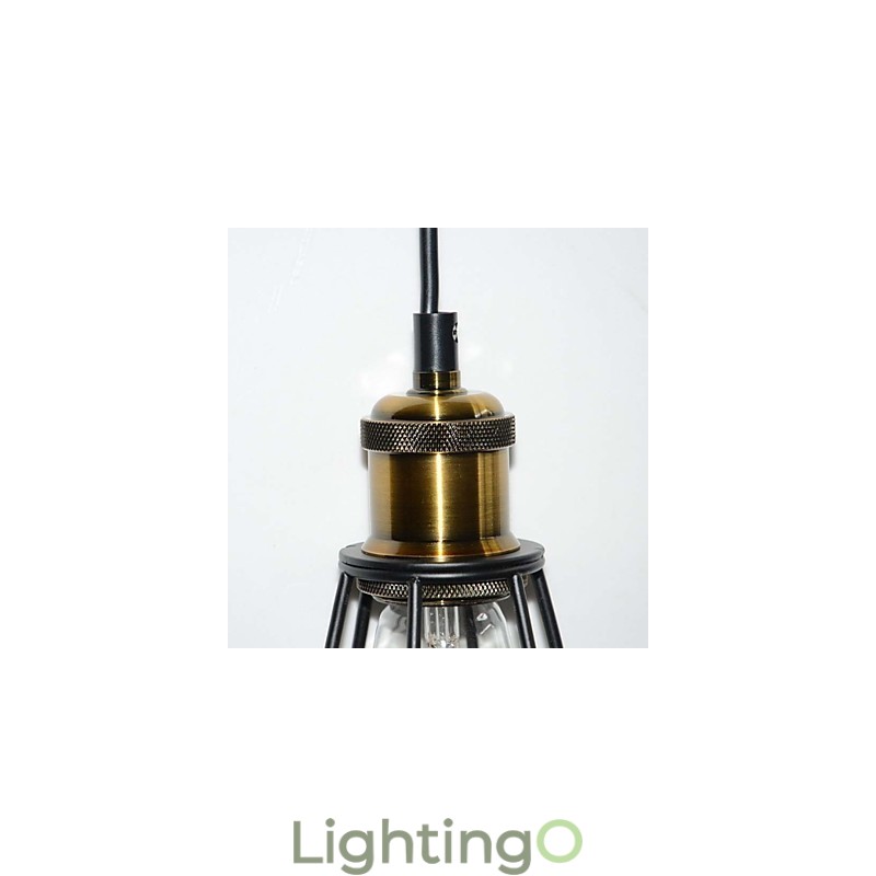 مصباح LOFT مصباح معلق عتيق من Edison Light أسود من الحديد المعدني مع عاكس ضوء على شكل مستودع للإضاءة