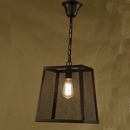 ثريا حديدية من الحديد المطاوع بتصميم مقهى الرياح الصناعي القديم بغطاء شبكي