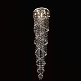ثريا سقف مع مصابيح معلقة من الكريستال K9 حلزونية مزدوجة D70CM H300CM