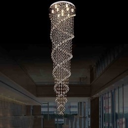 ثريا سقف مع مصابيح معلقة من الكريستال K9 حلزونية مزدوجة D70CM H300CM