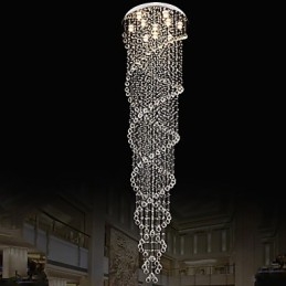 ثريا سقف مع مصابيح معلقة من الكريستال K9 حلزونية مزدوجة D70CM H300CM