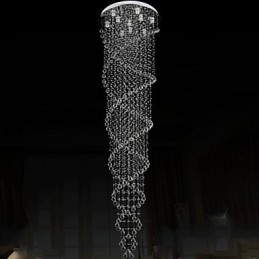 ثريا سقف مع مصابيح معلقة من الكريستال K9 حلزونية مزدوجة D70CM H300CM