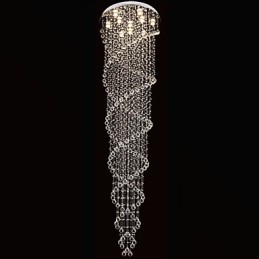 ثريا سقف مع مصابيح معلقة من الكريستال K9 حلزونية مزدوجة D70CM H300CM