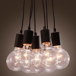 مصباح معلق على شكل كرة زجاجية علوية من طراز Modern Home مزود بـ 7 رؤوس من مصابيح Edison