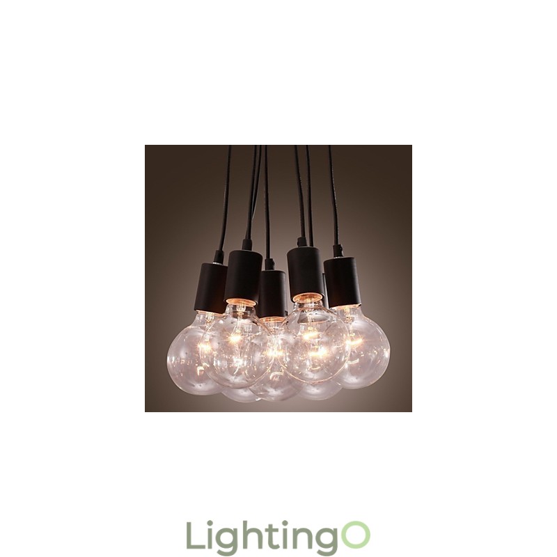 مصباح معلق على شكل كرة زجاجية علوية من طراز Modern Home مزود بـ 7 رؤوس من مصابيح Edison