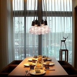 مصباح معلق على شكل كرة زجاجية علوية من طراز Modern Home مزود بـ 7 رؤوس من مصابيح Edison