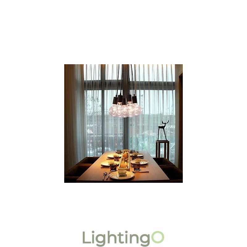 مصباح معلق على شكل كرة زجاجية علوية من طراز Modern Home مزود بـ 7 رؤوس من مصابيح Edison