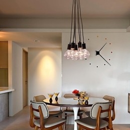 مصباح معلق على شكل كرة زجاجية علوية من طراز Modern Home مزود بـ 7 رؤوس من مصابيح Edison