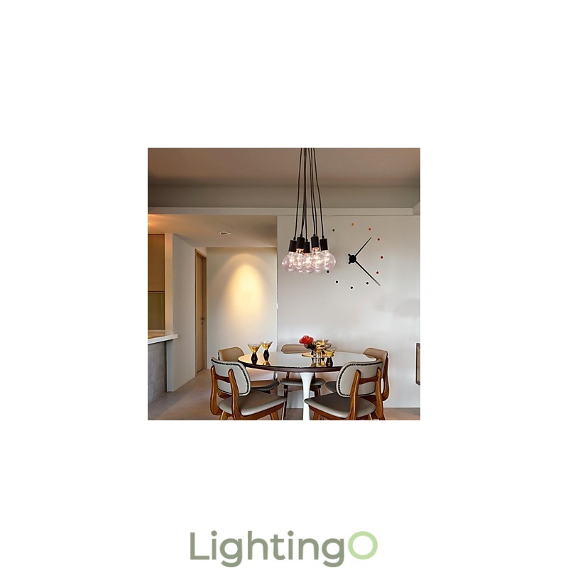 مصباح معلق على شكل كرة زجاجية علوية من طراز Modern Home مزود بـ 7 رؤوس من مصابيح Edison