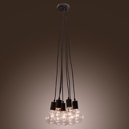 مصباح معلق على شكل كرة زجاجية علوية من طراز Modern Home مزود بـ 7 رؤوس من مصابيح Edison