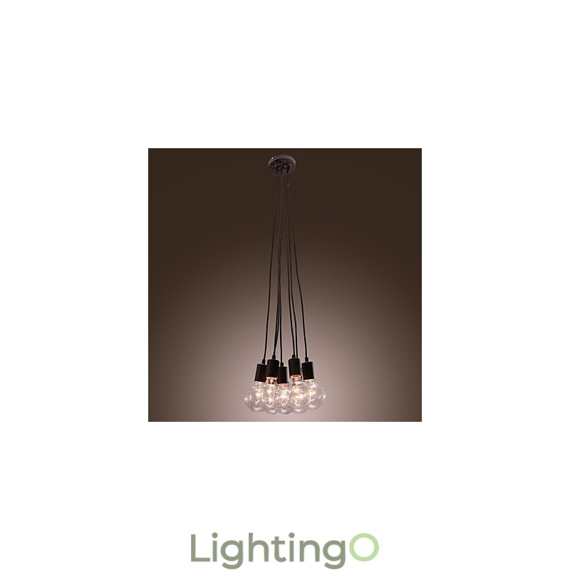 مصباح معلق على شكل كرة زجاجية علوية من طراز Modern Home مزود بـ 7 رؤوس من مصابيح Edison
