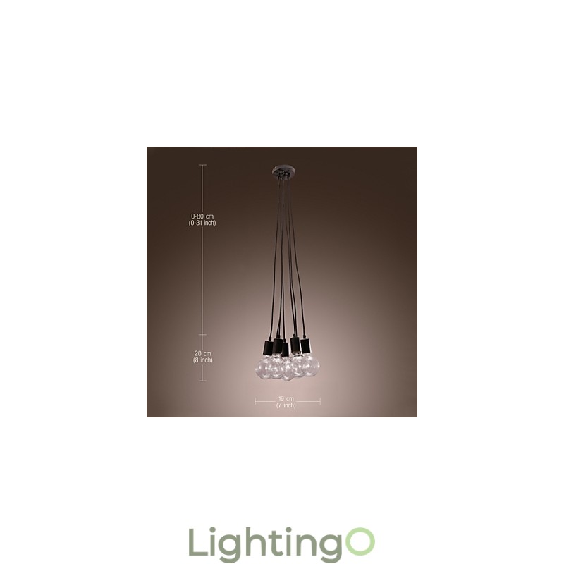 مصباح معلق على شكل كرة زجاجية علوية من طراز Modern Home مزود بـ 7 رؤوس من مصابيح Edison