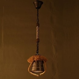 مصباح سيراميك من القنب بتصميم ريفي أمريكي