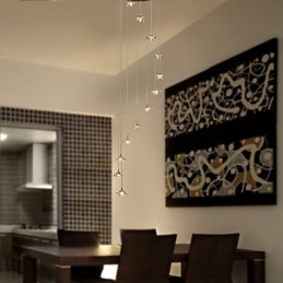 مصباح معلق معدني كروم بتصميم عصري صغير من الكريستال
