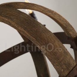 مصباح ثريا خشبي عتيق بستة مصابيح