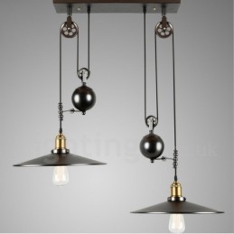 مصباح معلق معدني عتيق من طراز Country Light مكون من 2 ضوء