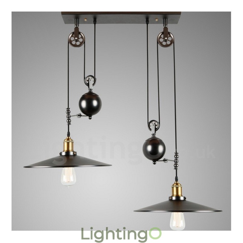 مصباح معلق معدني عتيق من طراز Country Light مكون من 2 ضوء
