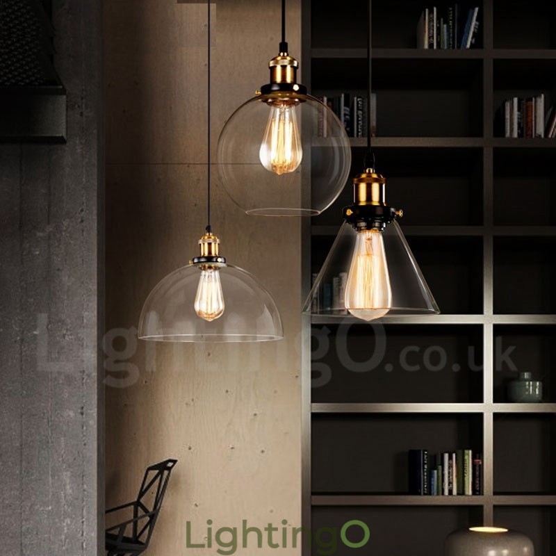 مصباح معلق بتصميم عتيق مع غطاء زجاجي