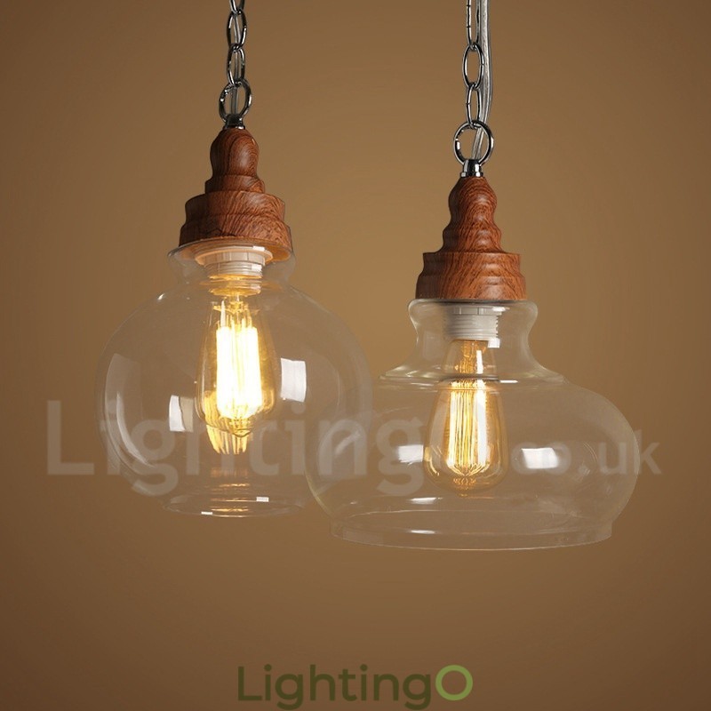 مصباح معلق بتصميم عتيق مع غطاء زجاجي