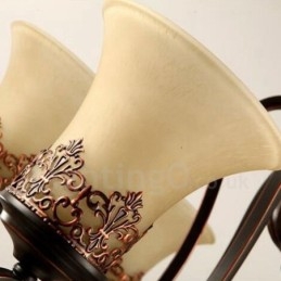 ثريا معدنية مدمجة بثلاثة مصابيح ريفية