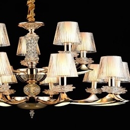 مصباح معلق مصنوع من سبائك الزنك بتصميم كريستالي صغير معدني للاستخدام الداخلي، يحتوي على 15 لمبة