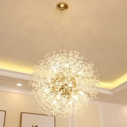 ثريا معدنية من الكريستال بتصميم كرة نارية من الكروم الهندباء