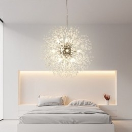 ثريا معدنية من الكريستال بتصميم كرة نارية من الكروم الهندباء