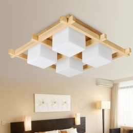 مصابيح سقف بأربعة مصابيح بتصميم عصري حديث على الطراز الاسكندنافي مع غطاء زجاجي