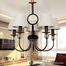 ثريا شموع معاصرة ذات 5 مصابيح بتصميم ريفي عتيق باللون الأسود على طراز البحر الأبيض المتوسط