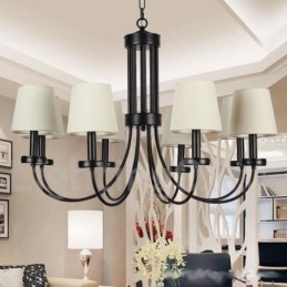 ثريا سوداء معاصرة ذات 8 مصابيح بتصميم شموع عتيق