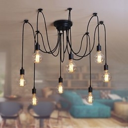 ثريا معلقة ذات 8 مصابيح، بتصميم كلاسيكي عتيق، معدنية تقليدية