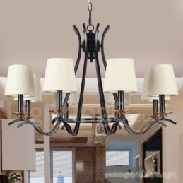 ثريا سوداء معاصرة ذات 8 مصابيح بتصميم شموع عتيق
