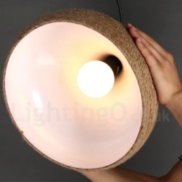 مصباح معلق من حبل القنب بتصميم ريفي عتيق مزود بغطاء من حبل القنب