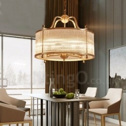 ثريا نحاسية فاخرة بتصميم ريفي عتيق مكونة من 5 مصابيح مع غطاء زجاجي