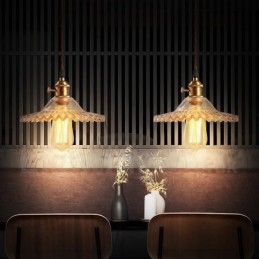 مصباح معلق من الفولاذ بتصميم ريفي ريترو، مزود بمصباح واحد، مع غطاء زجاجي