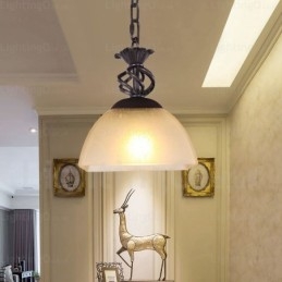 مصباح معلق ريفي بضوء واحد مع غطاء زجاجي