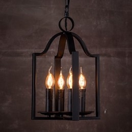 مصباح معلق من الحديد بتصميم عتيق بسيط بأربعة مصابيح