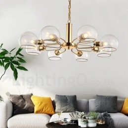 ثريا زجاجية إبداعية بتصميم ما بعد الحداثة النوردية بثمانية مصابيح على شكل حبة سحرية