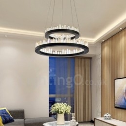 مصباح معلق كريستالي مزدوج الدائرة بتصميم عصري