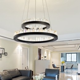 مصباح معلق كريستالي مزدوج الدائرة بتصميم عصري