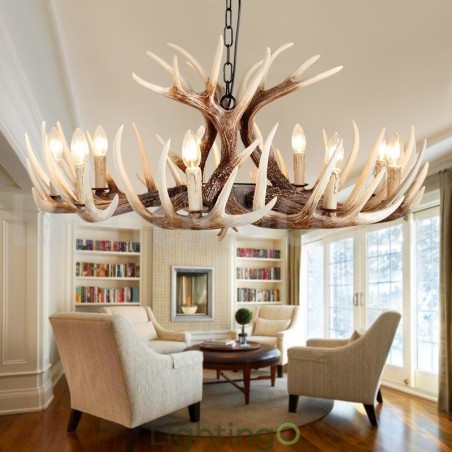 ثريا عتيقة من 9 مصابيح بتصميم ريفي فني على شكل قرن الغزال ثريا عتيقة من 9 مصابيح بتصميم ريفي فني على شكل قرن الغزال