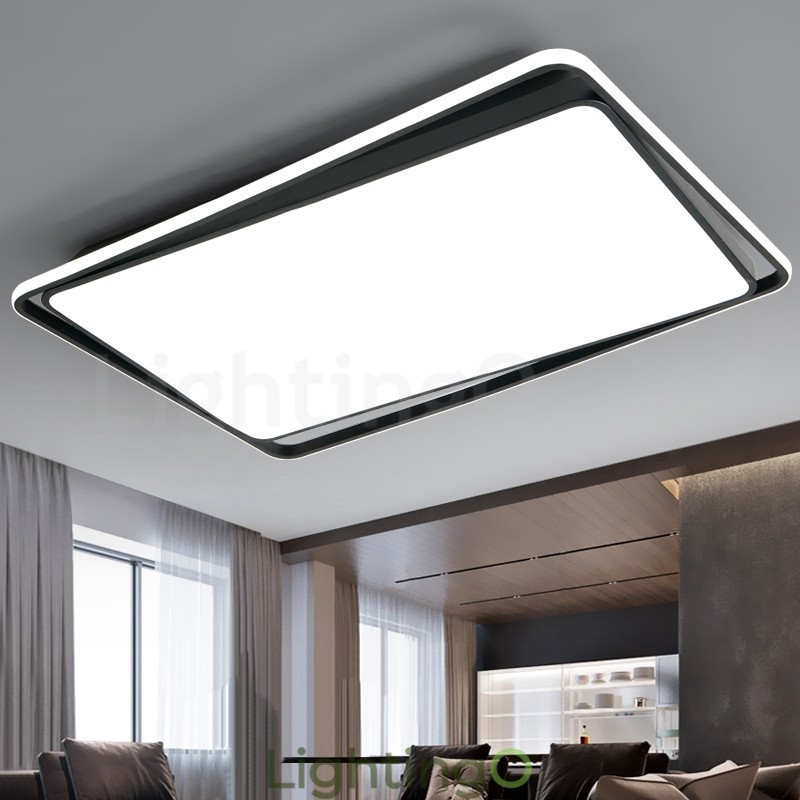 مصباح سقف مستطيل الشكل باللونين الأسود والأبيض بتصميم عصري
