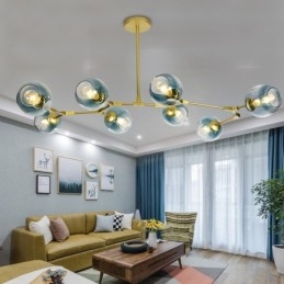 ثريا زجاجية بتصميم جزيئي على شكل حبة سحرية بتصميم نورديك عصري
