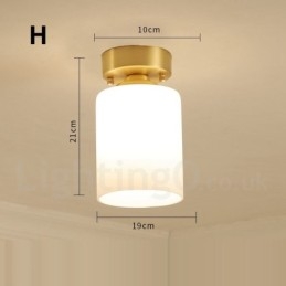 مصابيح سقف من النحاس الخالص بتصميم ريفي على الطراز الاسكندنافي مع غطاء زجاجي