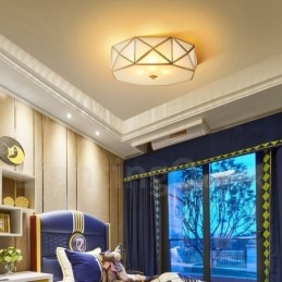 مصباح سقفي من النحاس الخالص بتصميم ريفي على الطراز الاسكندنافي مع غطاء زجاجي