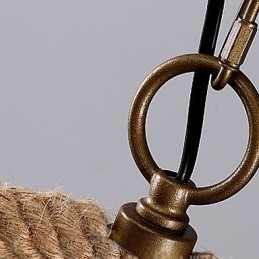 ثريا ريترو بمصباح واحد من حبل القنب على الطراز الريفي القديم