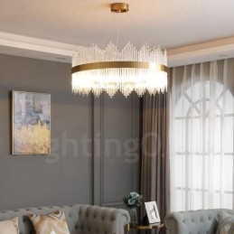 قاعة عرض مصابيح الكريستال الدائرية الفاخرة الحديثة